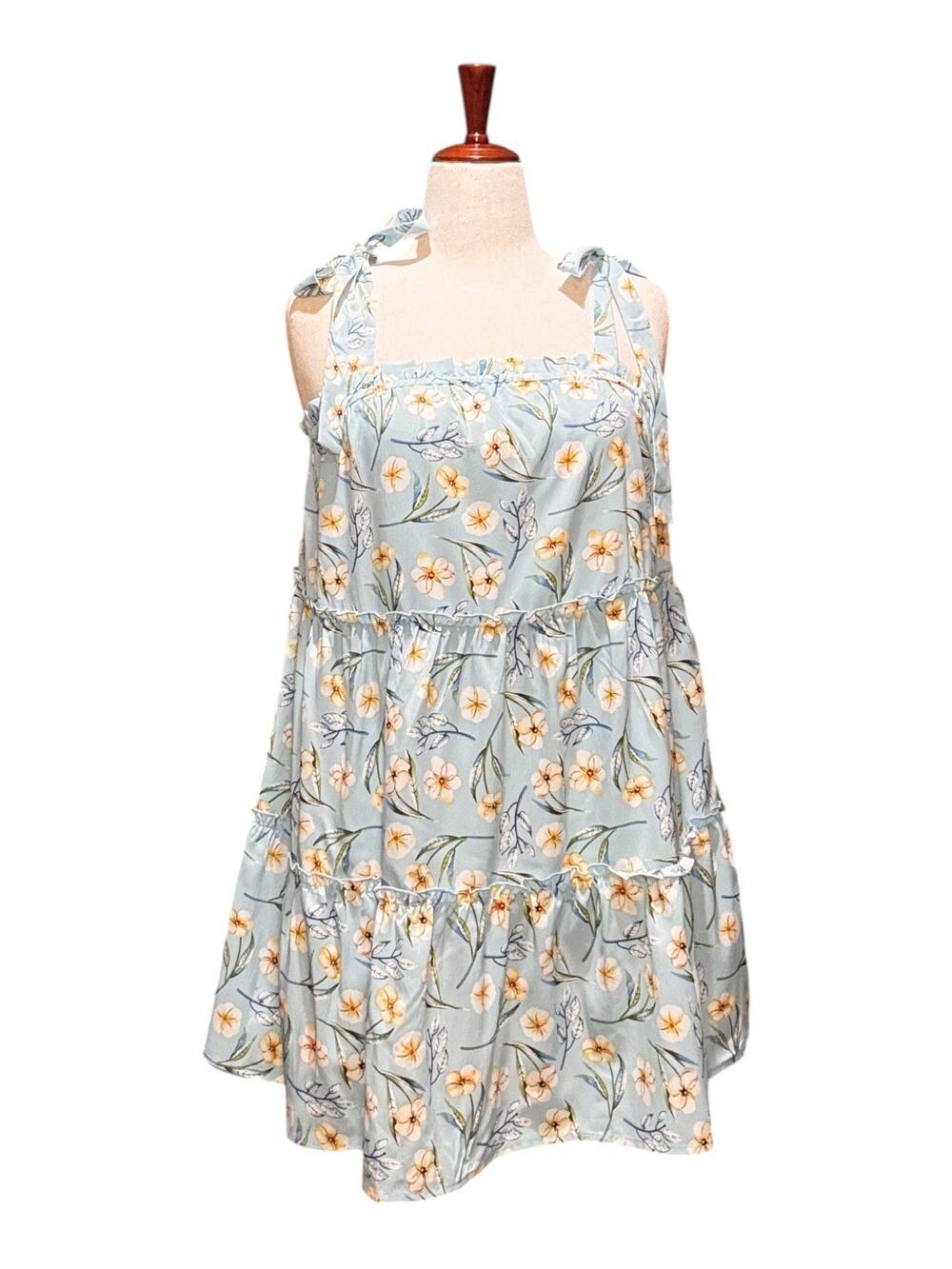 Feiers Tiered Blue Floral Shift Sundress SIze Medium NWT